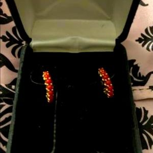 14k gold hoop coral earrings